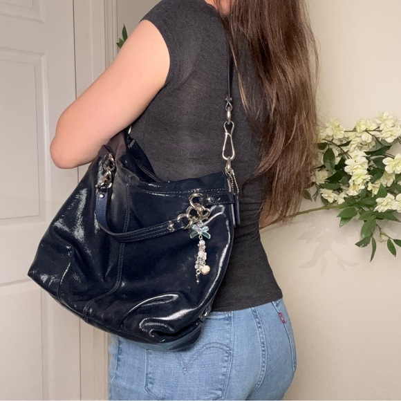 Coach Y2K Navy Blue Brooke Hobo Shoulder Bag Purse F17165 - Picture 8 of 13